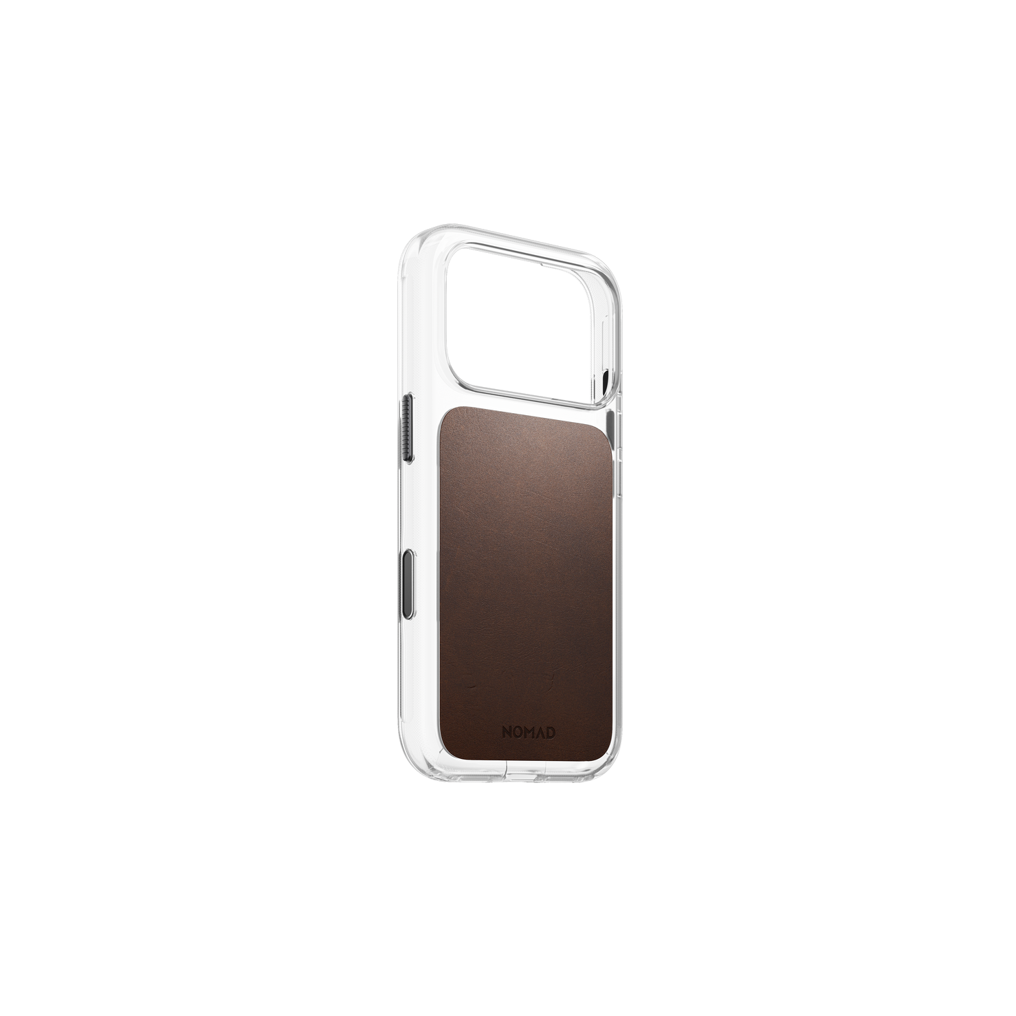 Nomad Clear Case with Horween Leather for iPhone 18 Pro - Rustic Brown