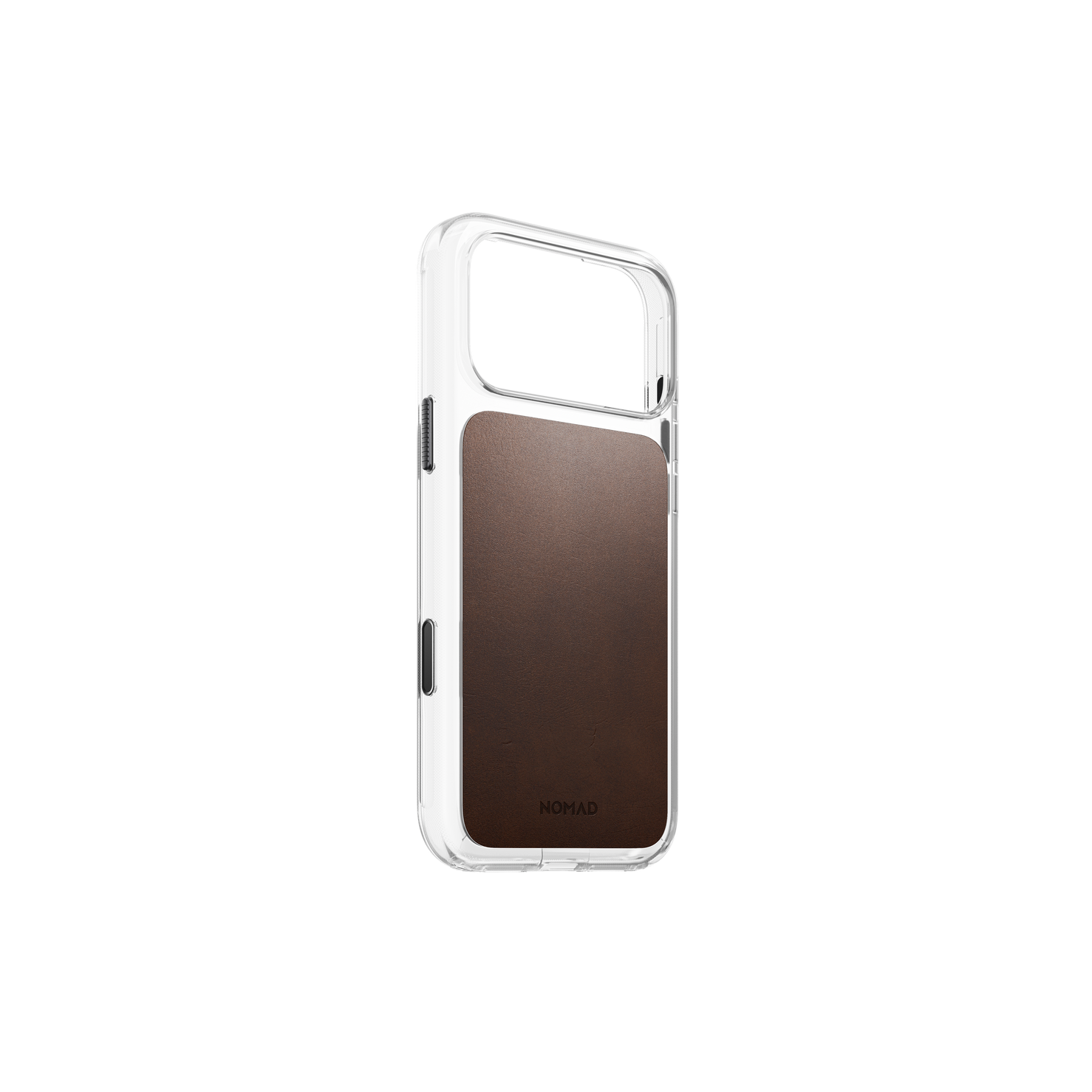 Nomad Clear Case with Horween Leather for iPhone 18 Pro Max - Rustic Brown