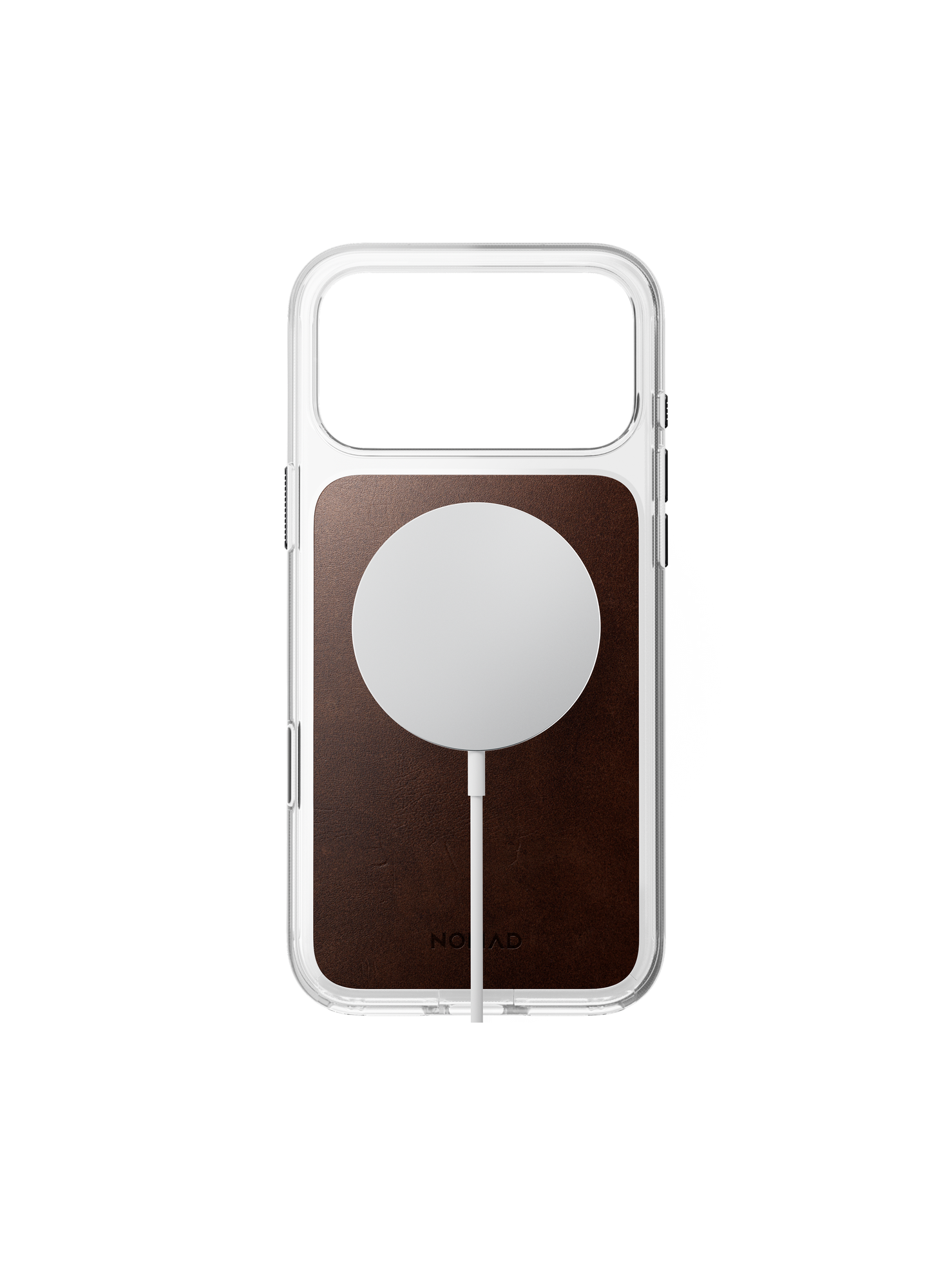 Nomad Clear Case with Horween Leather for iPhone 18 Pro Max - Rustic Brown