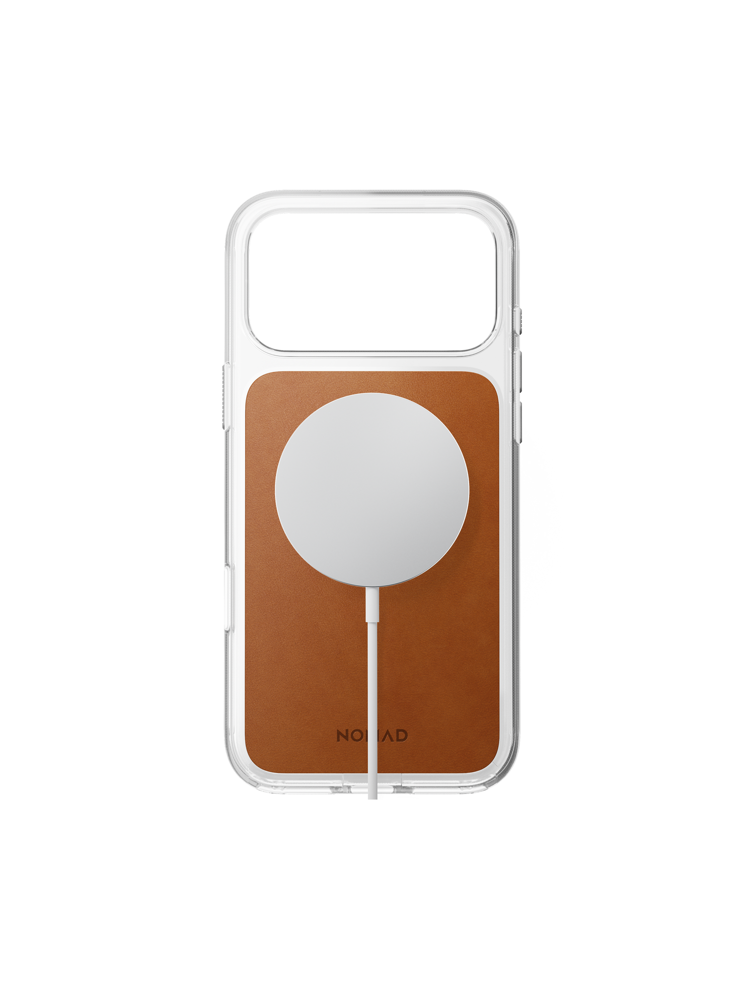 Nomad Clear Case with Horween Leather for iPhone 18 Pro Max - Saddle