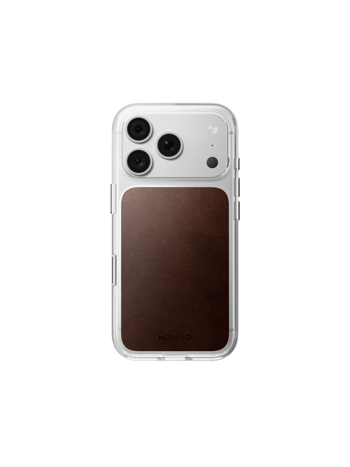 Nomad Clear Case with Horween Leather for iPhone 18 Pro - Rustic Brown