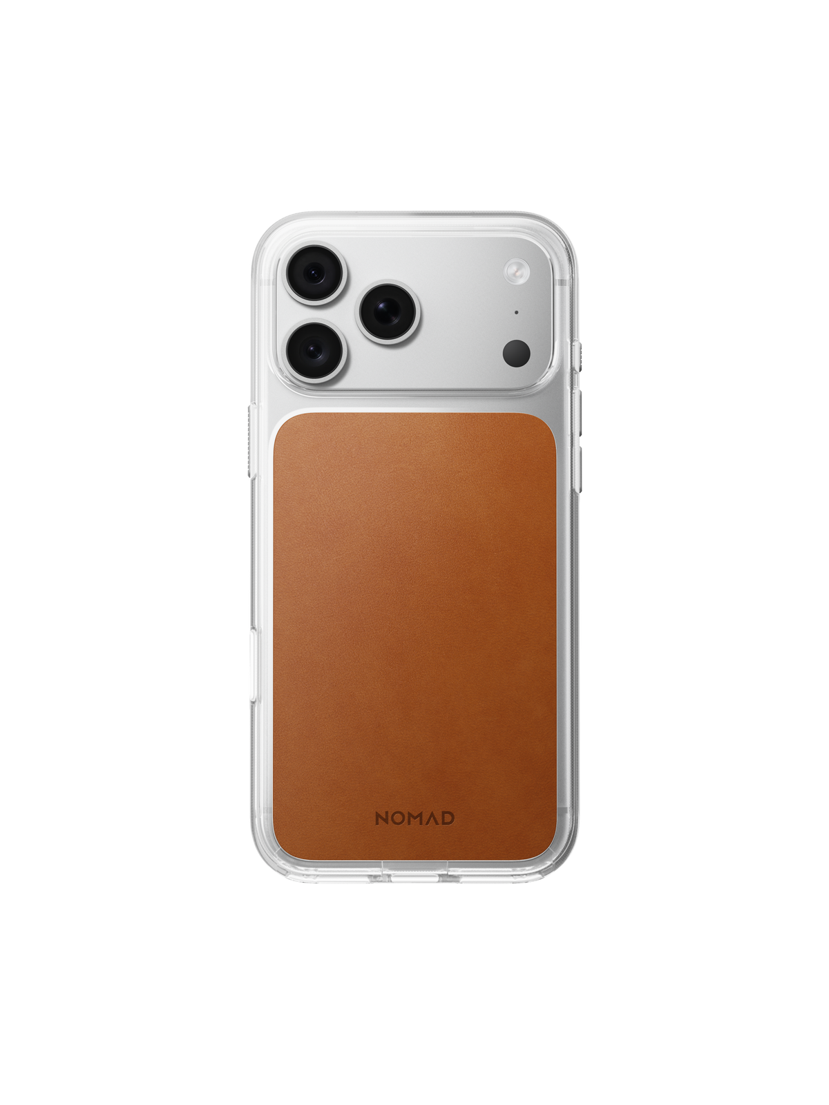 Nomad Clear Case with Horween Leather for iPhone 18 Pro Max - Saddle