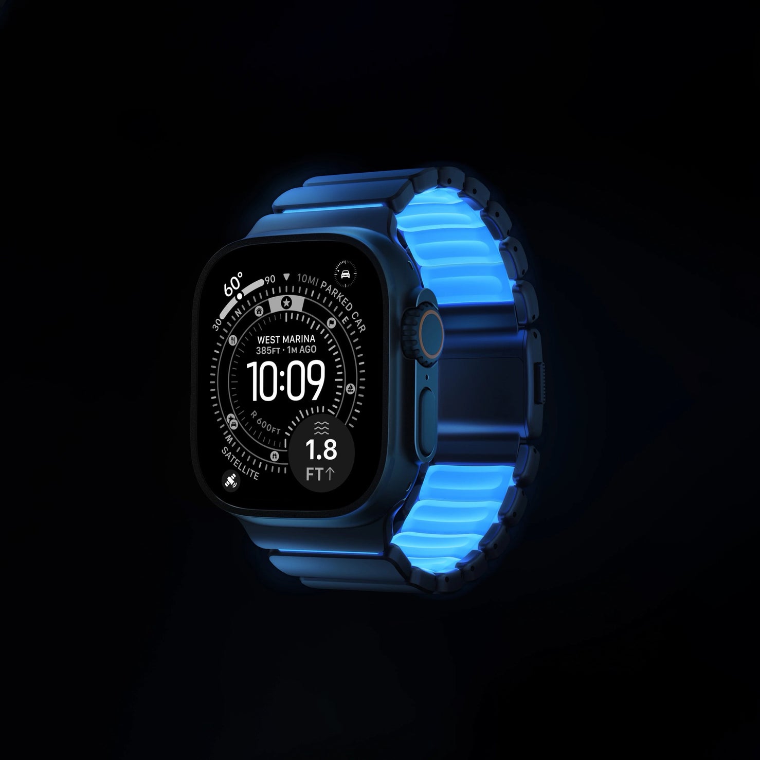 Nomad Stratos Band - Black Titanium - Icy Blue Glow