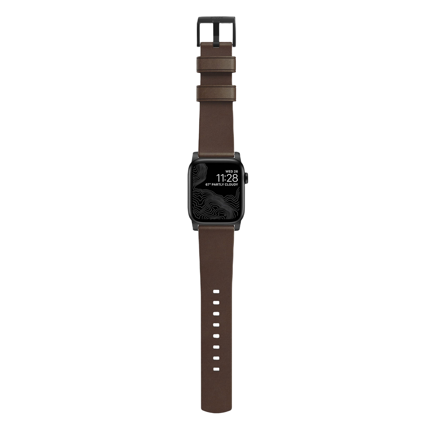 Nomad Modern Band with Horween Leather - 46/49mm - Black Hardware - Brown - Open Box
