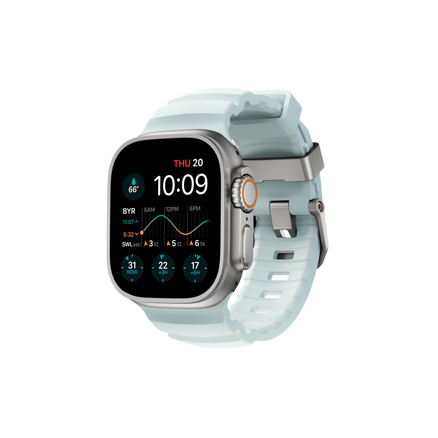 Nomad Rocky Point Band - 46/49mm - Natural Hardware - Icy Blue Glow