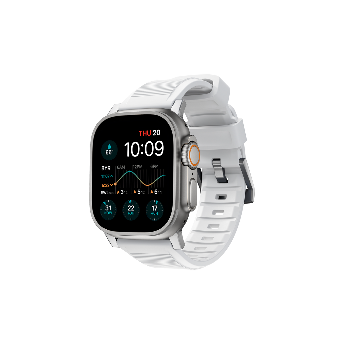 Nomad Rugged Band - 46/49mm - White - Silver Hardware