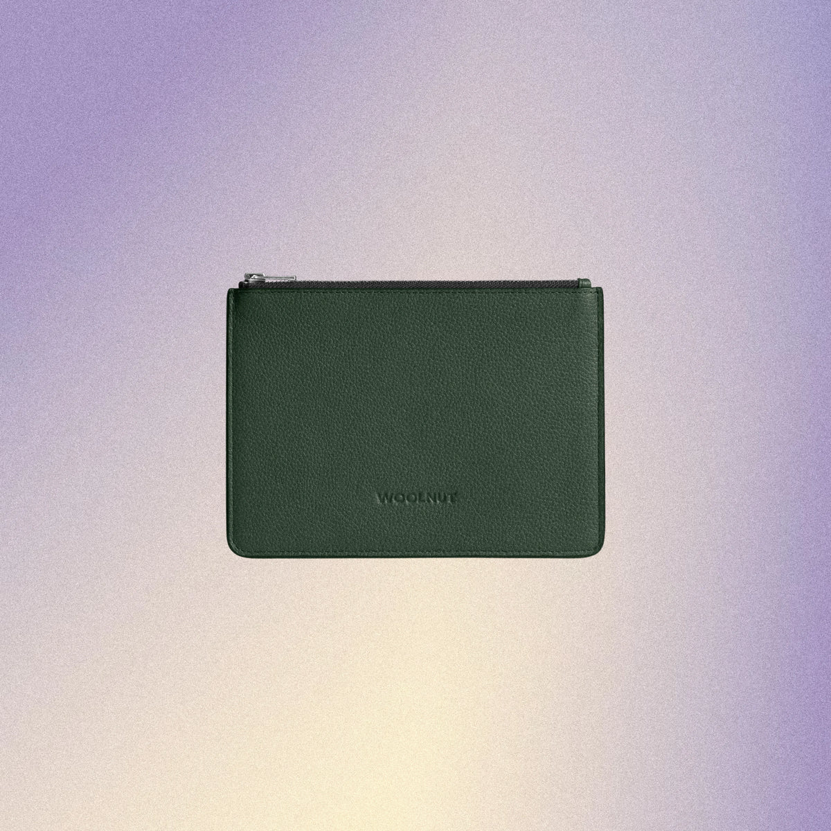 Woolnut Flat Leather Pouch - Green