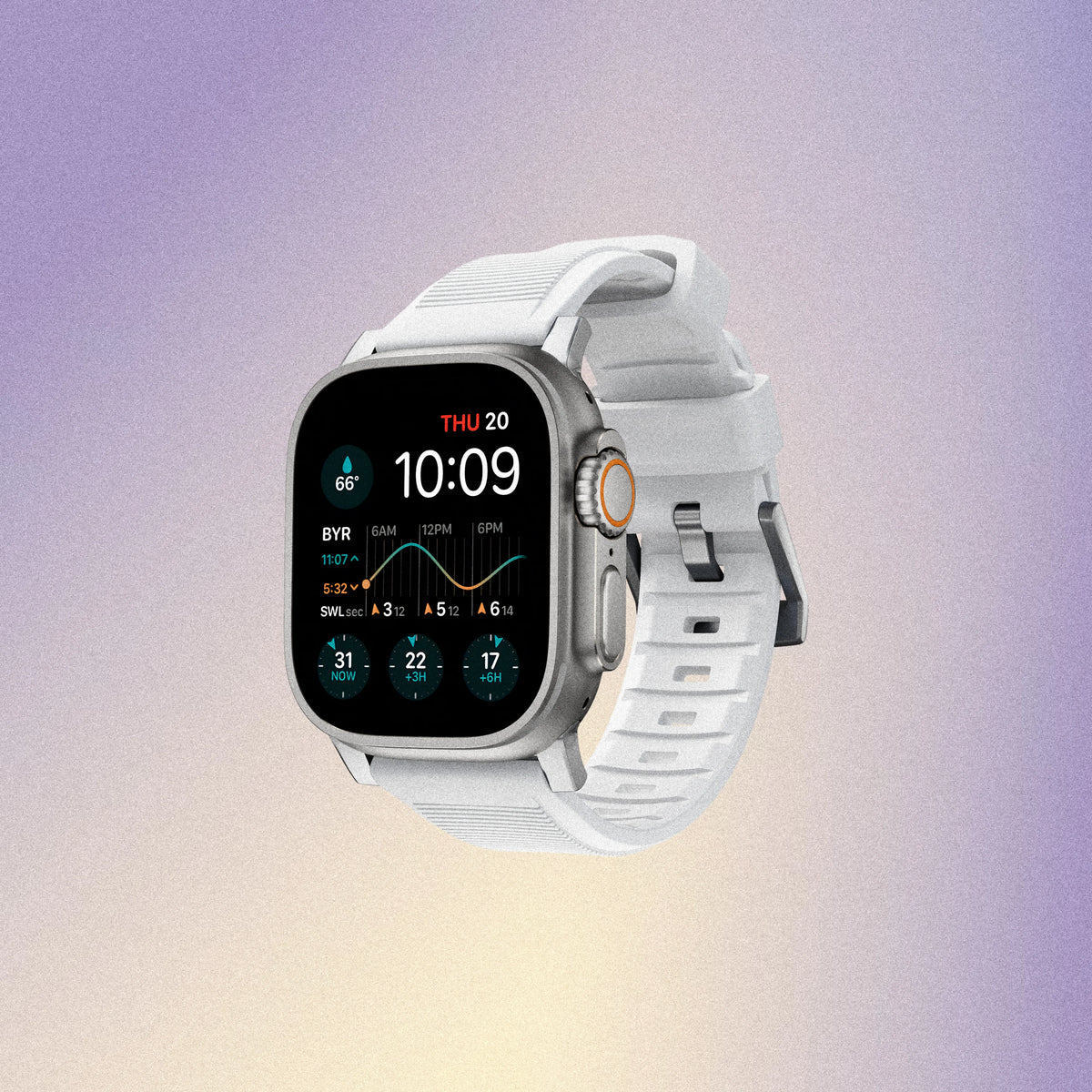 Nomad Rugged Band - 46/49mm - White - Silver Hardware