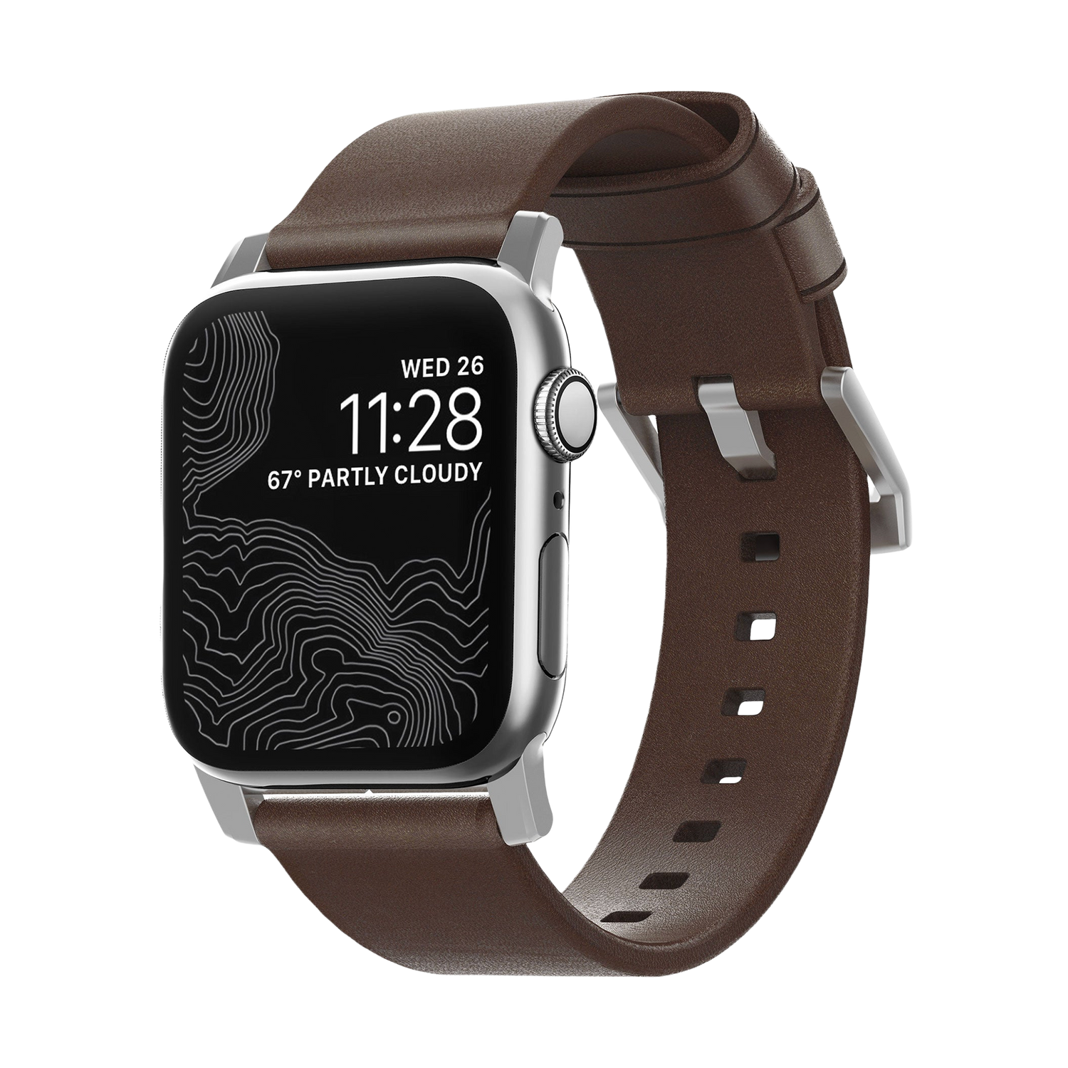 Nomad Modern Band with Horween Leather - 46/49mm - Brown - Silver Hardware