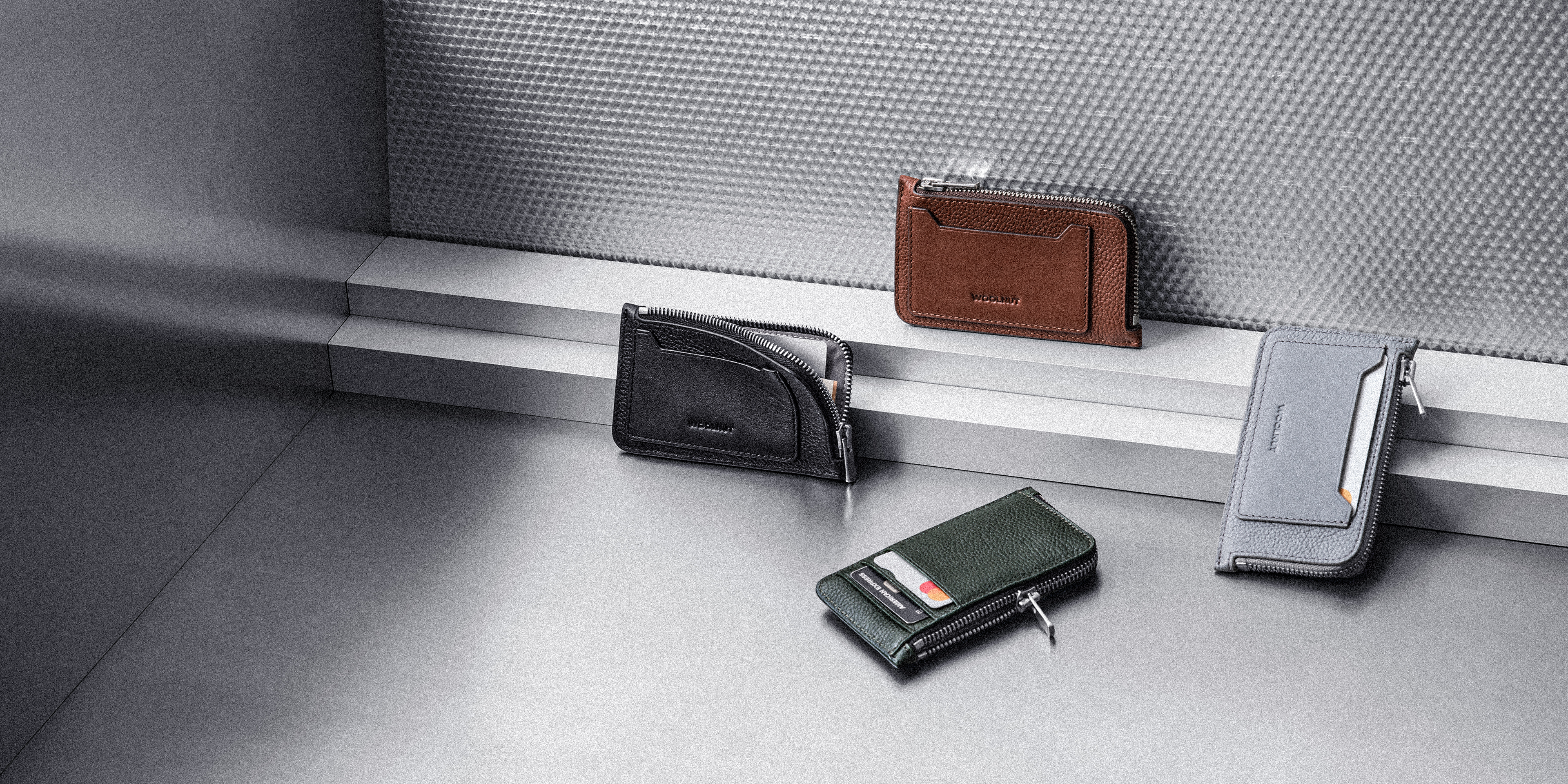 Woolnut Leather Folio Wallet - Grey