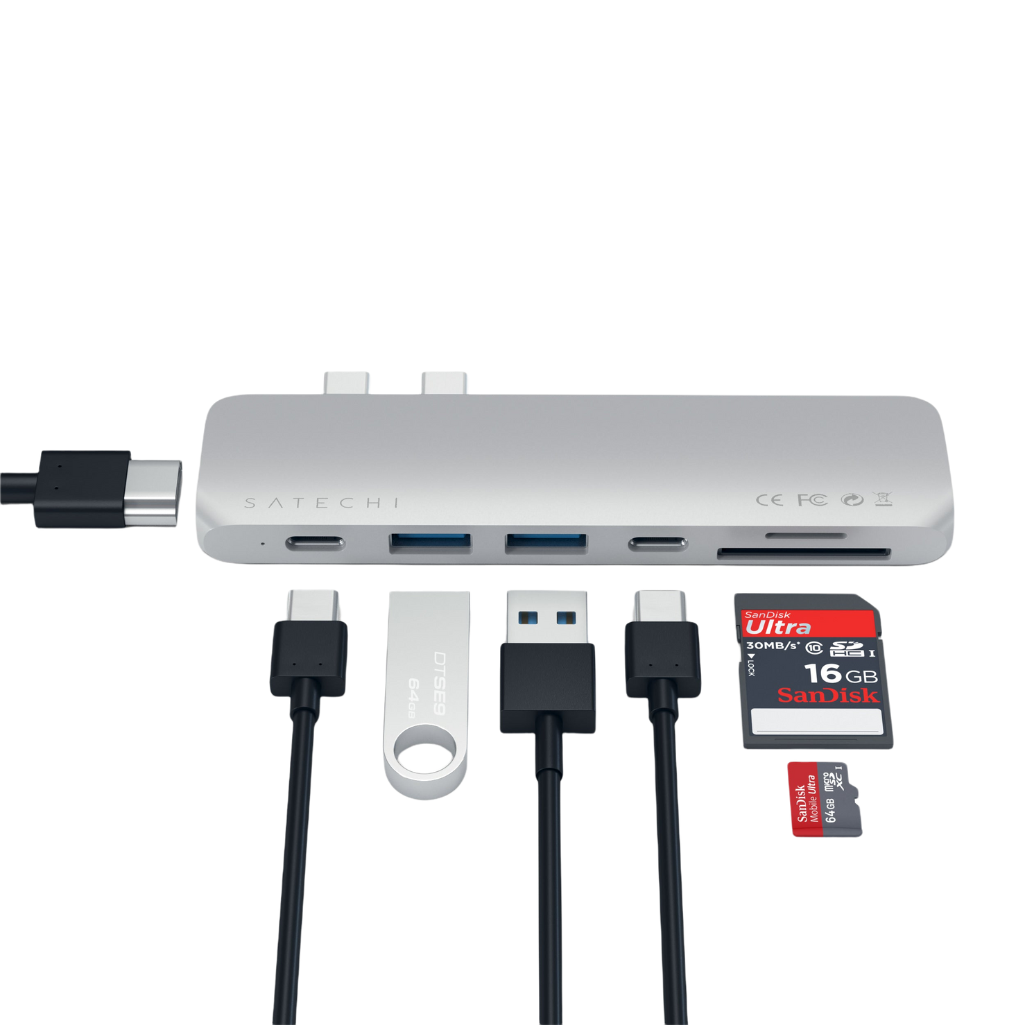 Satechi Aluminium Pro Hub Multi-Port USB-C Dock Adapter - Silver