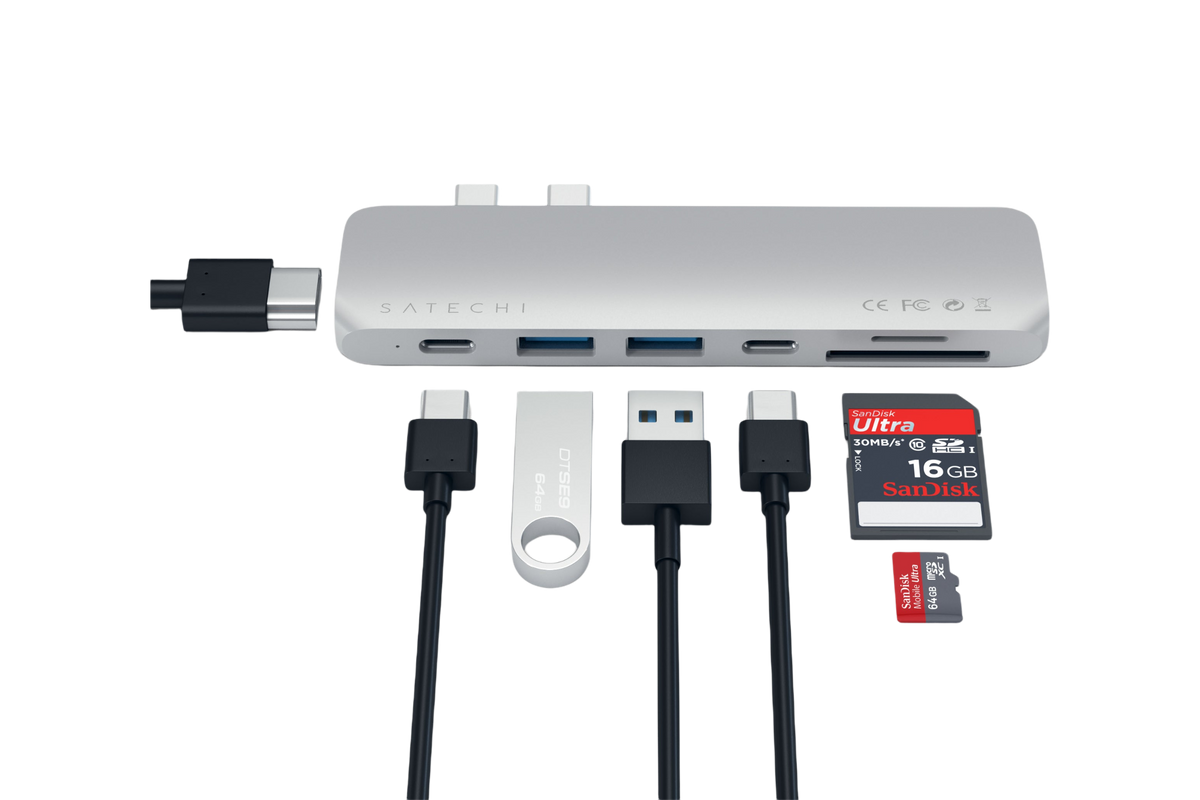 Satechi Aluminium Pro Hub Multi-Port USB-C Dock Adapter - Silver